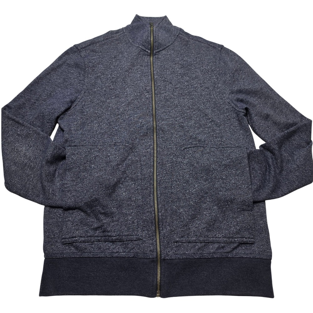 Banana Republic Mens Navy Blue Marl Full Zip Mock Neck Sweatshirt Medium M